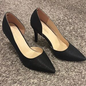 Bella Marie Black Glitter Heels